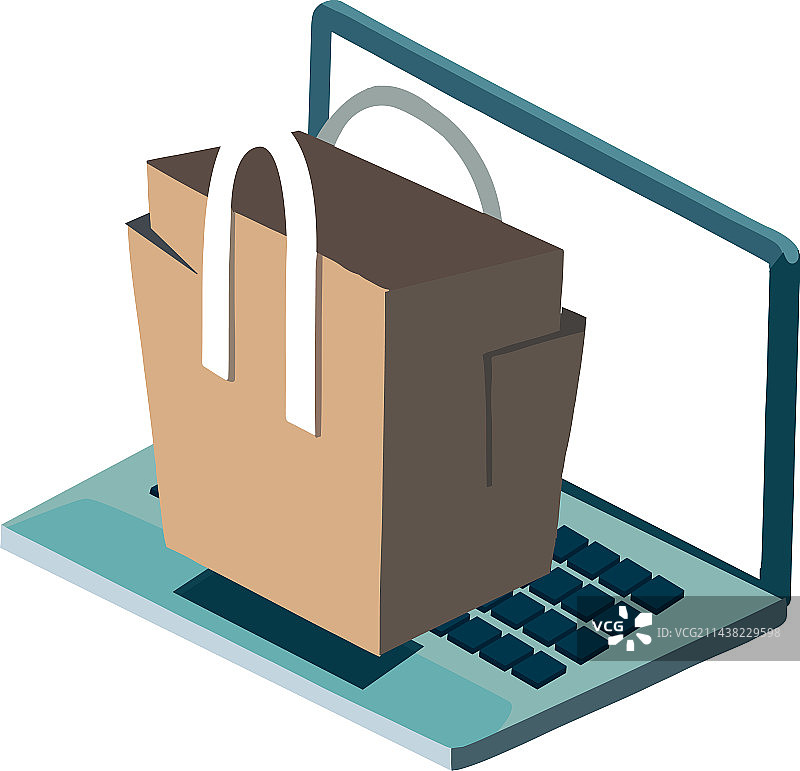 纸箱中的笔记本电脑，用于运输图片素材