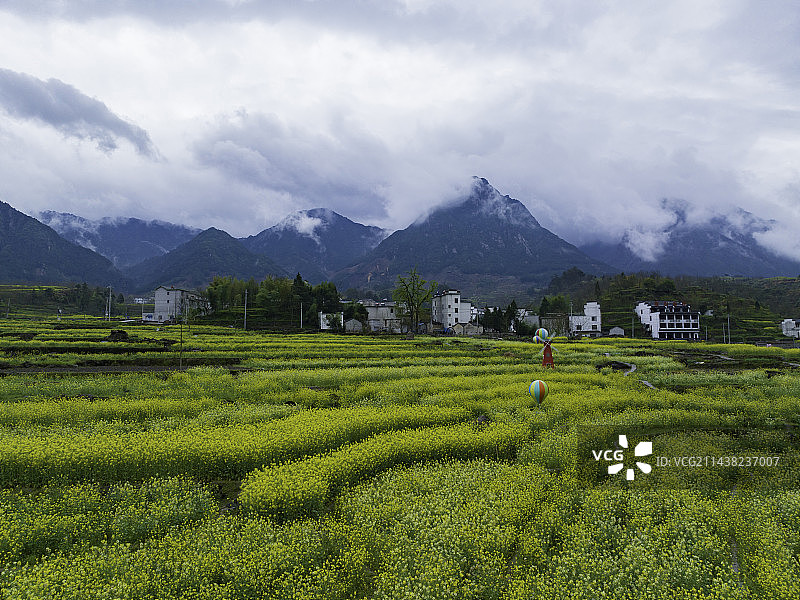 航拍安徽皖南民居，龙川景区，仁里古镇图片素材