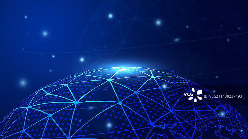 点线链接多边形地球互联网科技全球化国际化概念图片素材