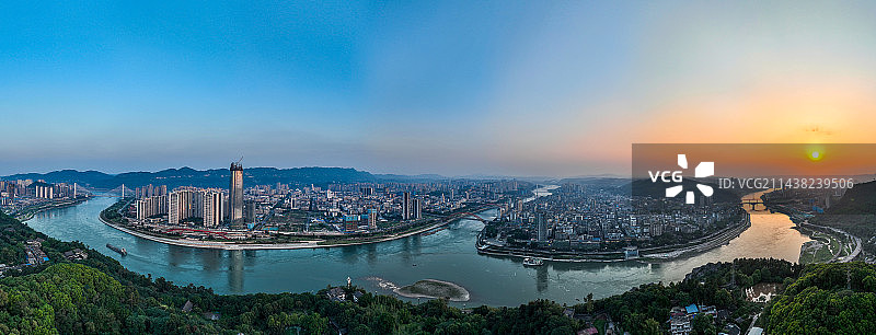 万里长江第一城酒都宜宾的三江六岸秀丽风光-四川宜宾市城市全景图片素材