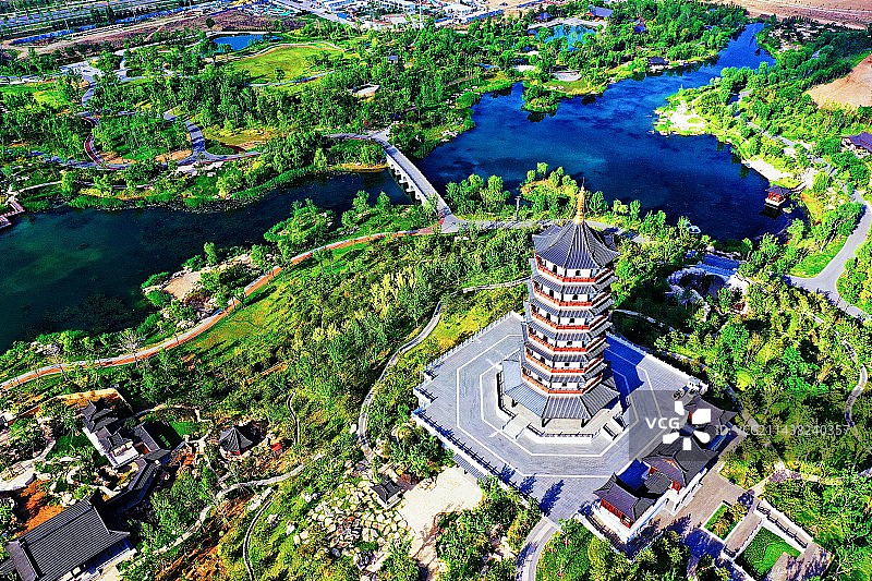 雄安新区悦容公园占地1000亩悦心湖、悦心岛、悦心广场、悦心花园景观文化内涵 （一步一景美如画）图片素材