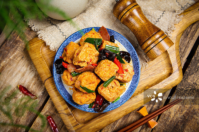 特色农家菜豆腐酿肉图片素材