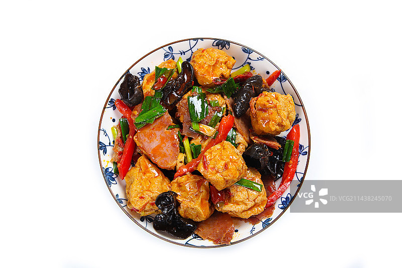 营养美味农家菜小炒豆腐酿肉图片素材