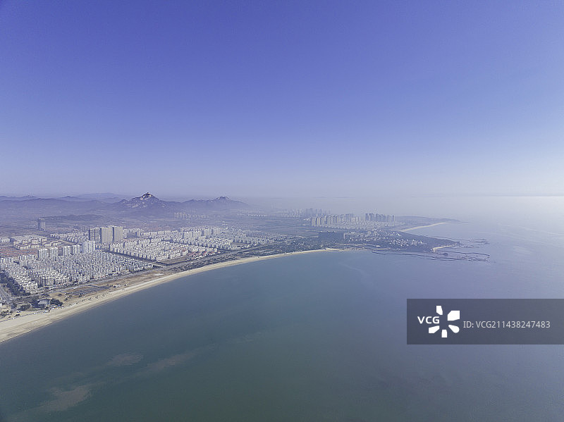 航拍威海乳山海景房，百里银滩，威海鬼城图片素材