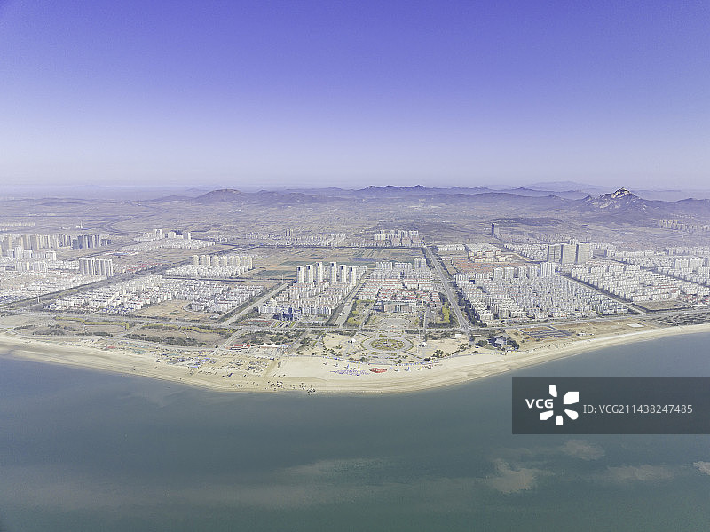 航拍威海乳山海景房，百里银滩，威海鬼城图片素材