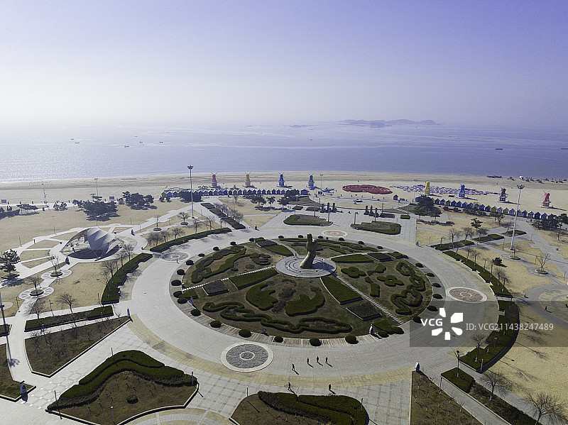 航拍威海乳山海景房，百里银滩，威海鬼城图片素材