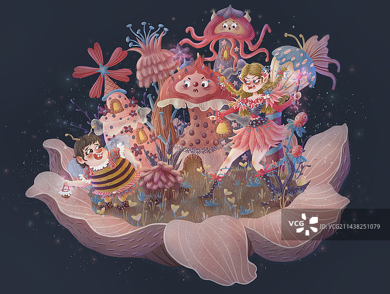 精灵世界儿童插画图片素材