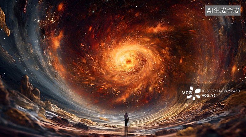 【AI数字艺术】CG旋涡神秘的星空场景背景图片素材