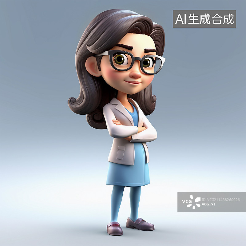 【AI数字艺术】3D卡通商务女性图片素材