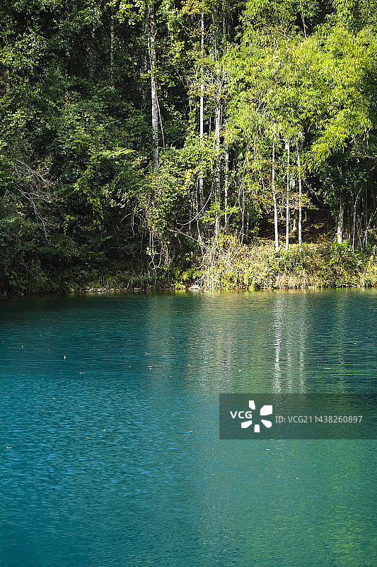 贵州省黔南布依族苗族自治州荔波县小七孔风景区秋天晴天优美风景图片素材