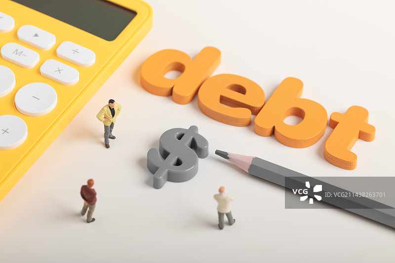 微缩创意美债危机与投资者图片素材