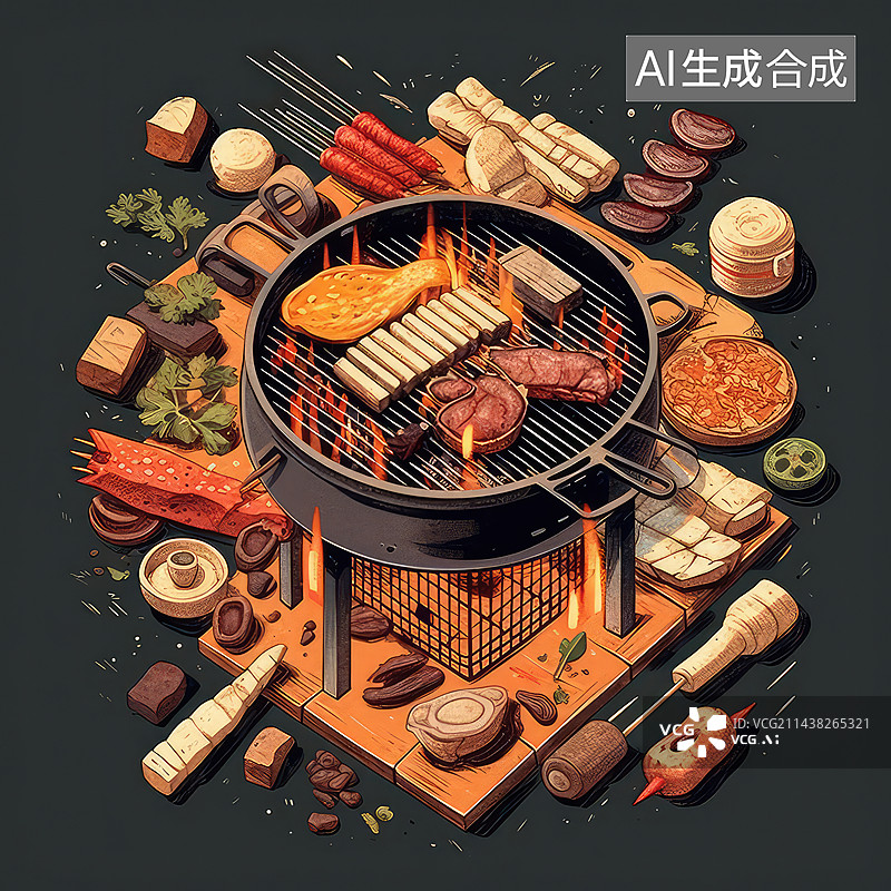 【AI数字艺术】夏日的烧烤版图图片素材