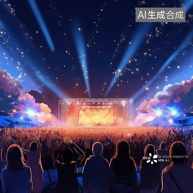 【AI数字艺术】夏日演唱会场景图片素材