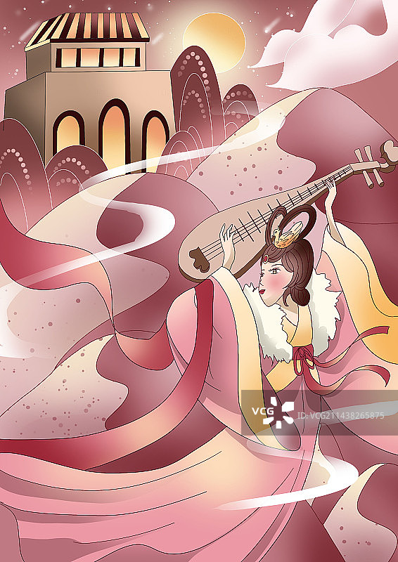 王昭君插画图片素材