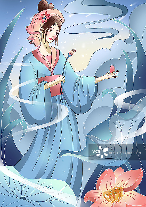 西施插画图片素材