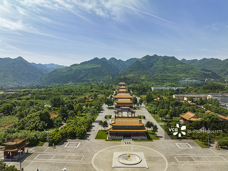 陕西省西安市周至县楼观台航拍图片图片素材