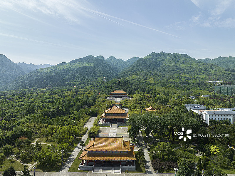 陕西省西安市周至县楼观台航拍图片图片素材