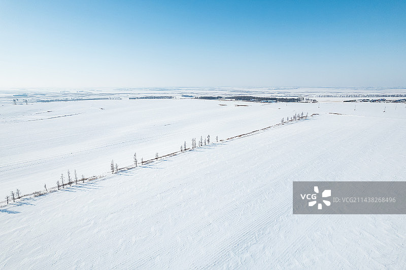 黑龙江五大连池平原雪原自然风光图片素材