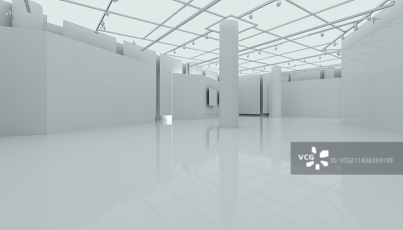 3D渲染白色未来感室内空间图片素材