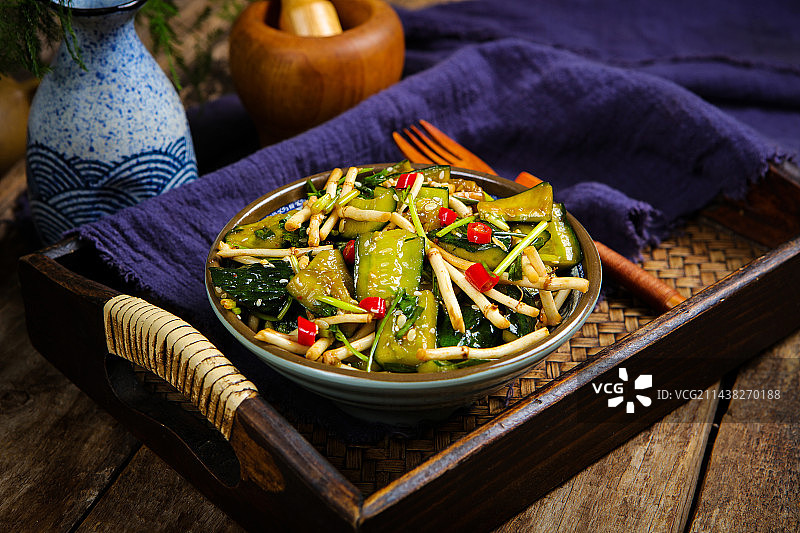 特色凉菜美食凉拌折耳根黄瓜图片素材