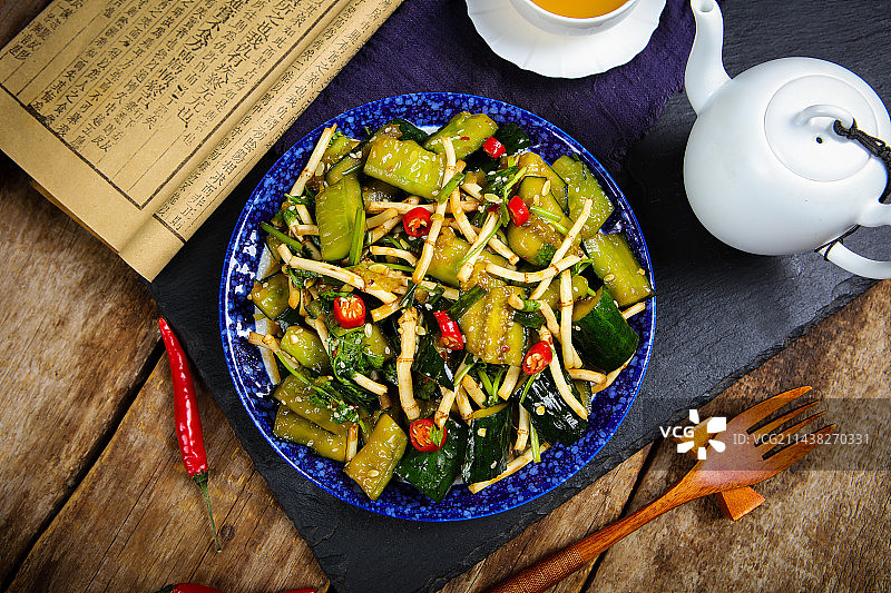 美味特色菜鱼腥草拌黄瓜图片素材