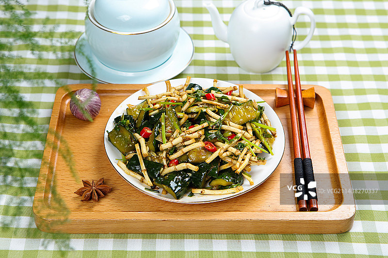 美味特色菜鱼腥草拌黄瓜图片素材