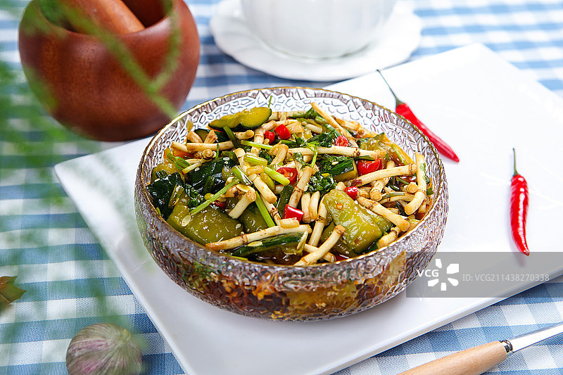 美味特色菜鱼腥草拌黄瓜图片素材