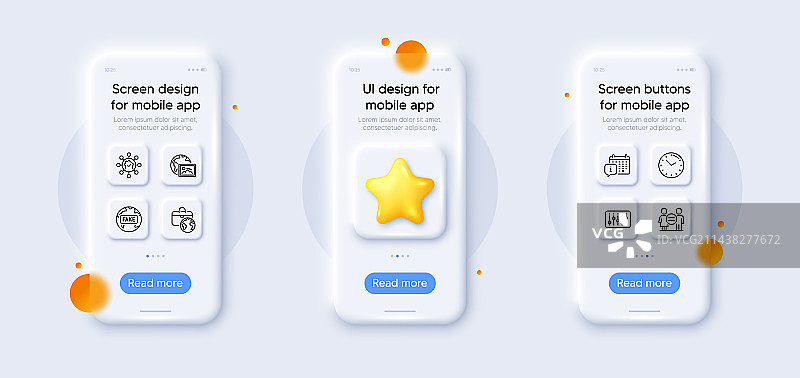 家庭设施日历和虚假新闻线性图标图片素材