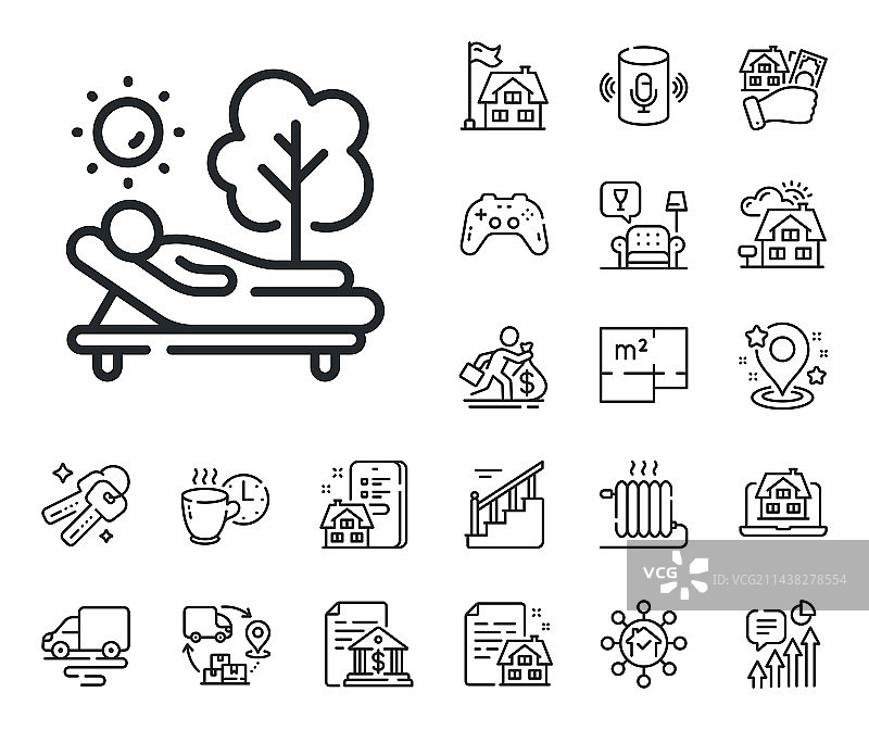 躺椅线条图标，甲板家具标志，地板图片素材