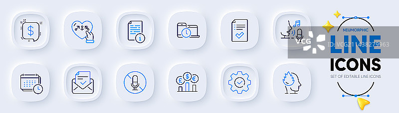 手动日历和支付信息线性图标图片素材