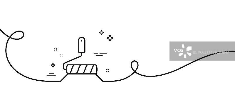 油漆滚筒线条图标：墙壁滚刷标志图片素材