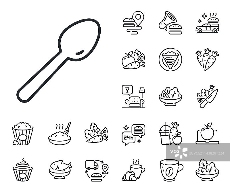 勺子线条图标厨房餐具标志薄饼图片素材