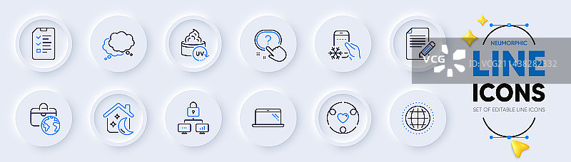 冰箱App锁和地球轮廓图标图片素材