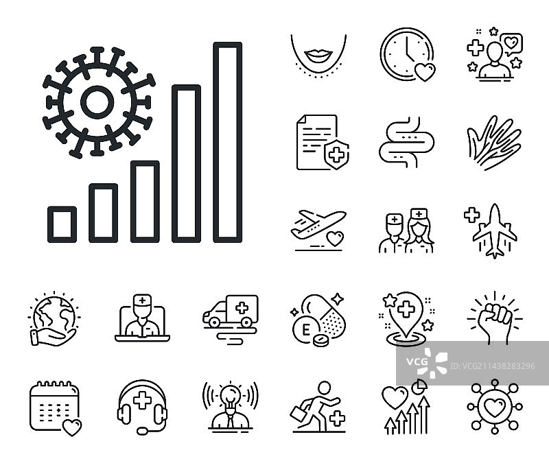 新冠病毒统计数据线性图标图片素材