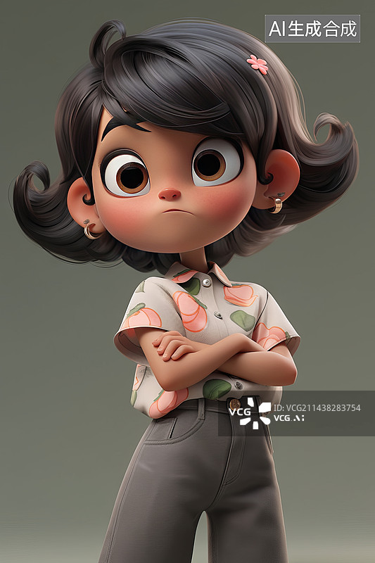 【AI数字艺术】3D三维模型时尚女孩图片素材