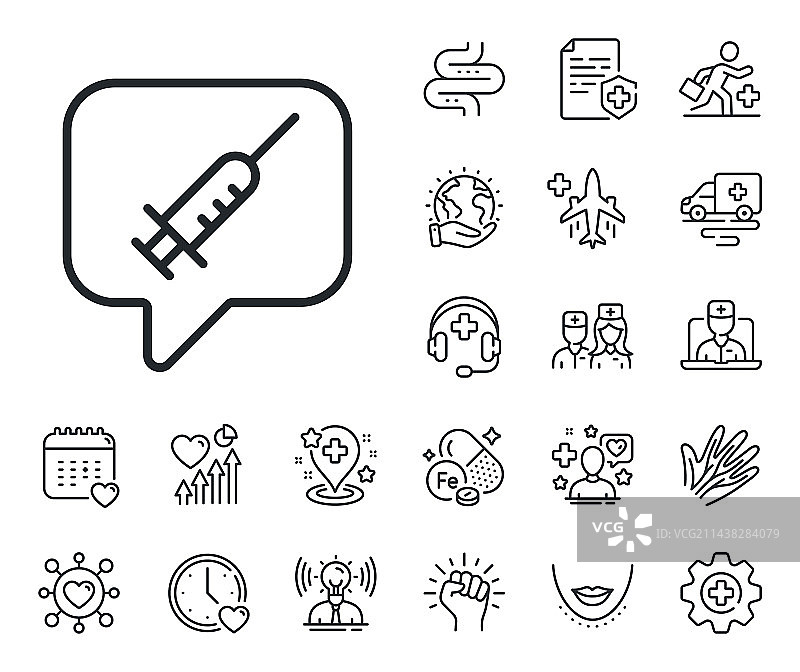 疫苗信息线性图标，疫苗注射器图片素材