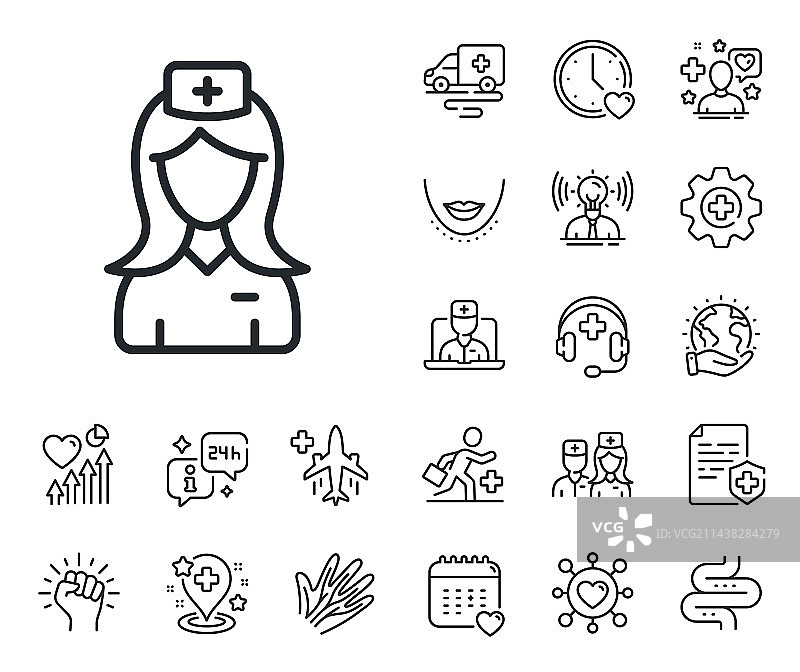 医院护士线条图标医疗帮助助手图片素材