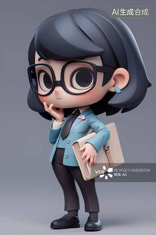 【AI数字艺术】3d三维模型卡通职业女性女教师图片素材