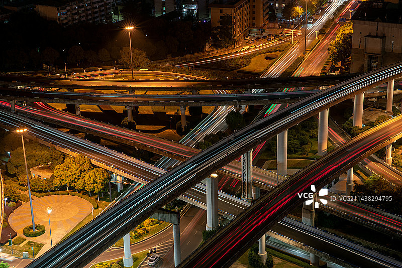 城市高架道路夜景图片素材