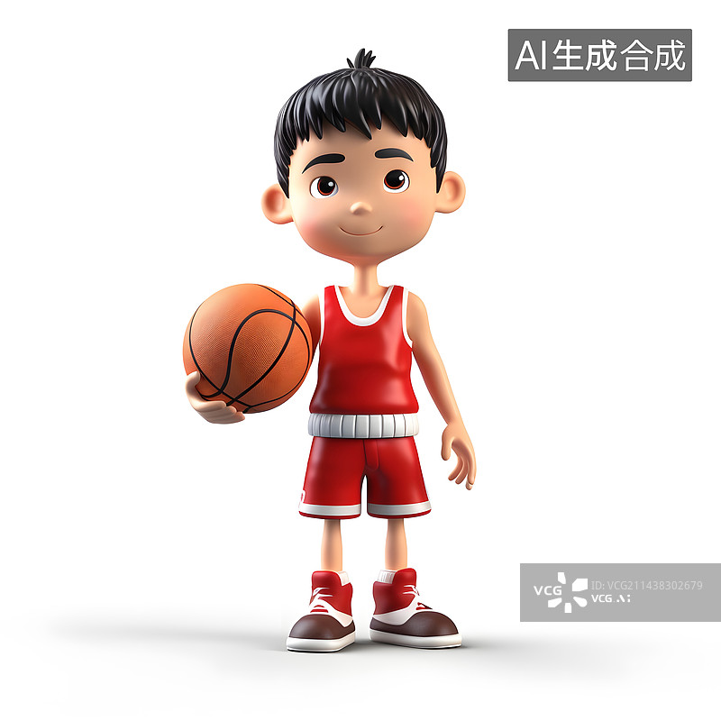 【AI数字艺术】AIGC：打篮球的运动男孩图片素材