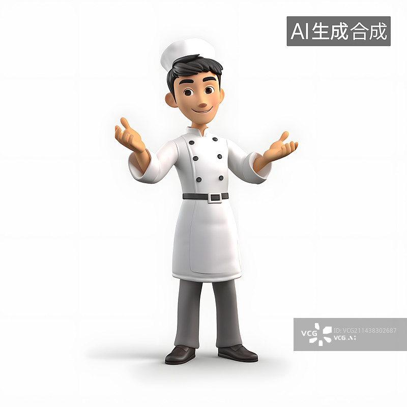【AI数字艺术】AIGC:双手张开的亚洲厨师图片素材