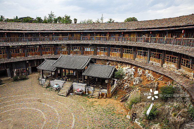 中国云南曲靖市富源县多乐园风景区，天龙八部拍摄基地，多乐园土楼图片素材