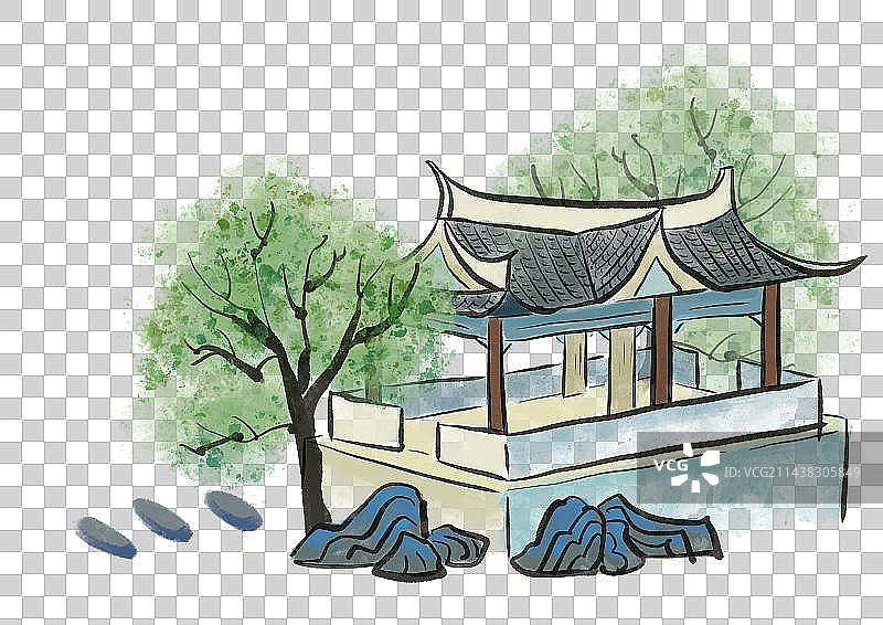 古风建筑园林元素图片素材