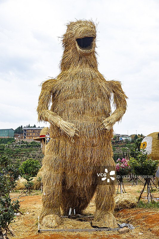 中国云南曲靖市富源县多乐园风景区，多乐园景区的稻草人图片素材