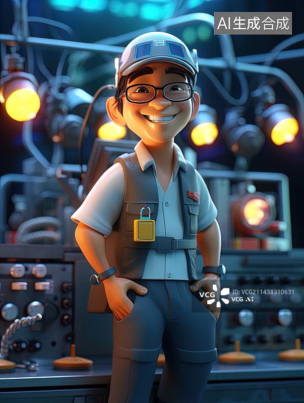 【AI数字艺术】工程师，3D，IP，工人图片素材