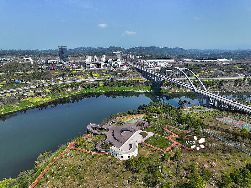 四川省广安市广安区渠江红滩音乐公园航拍图片素材