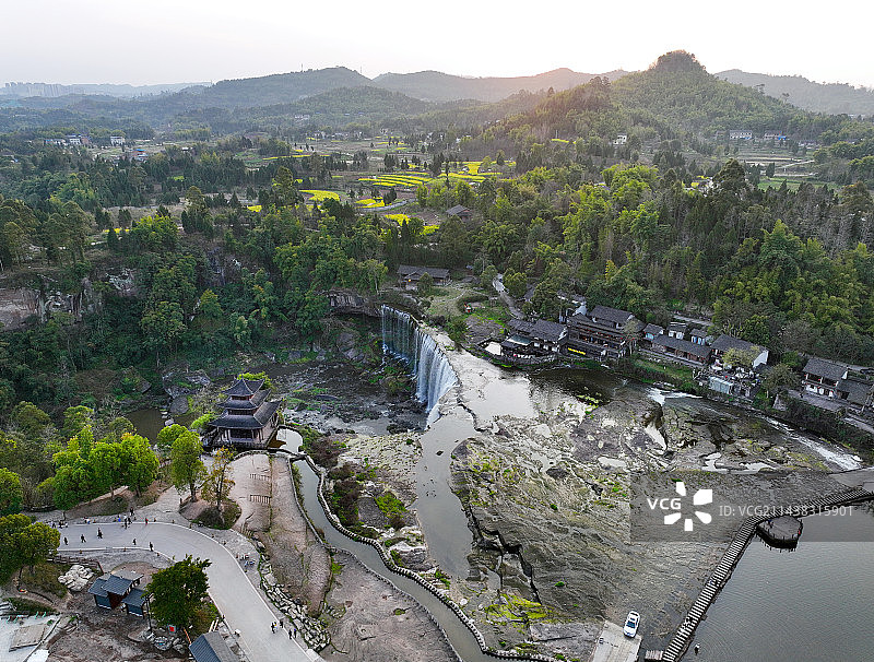 四川省广安市协兴生态文化旅游园区乐活城航拍图片素材