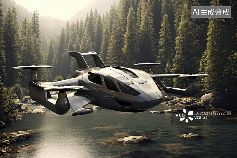 【AI数字艺术】载人飞行概念汽车图片素材