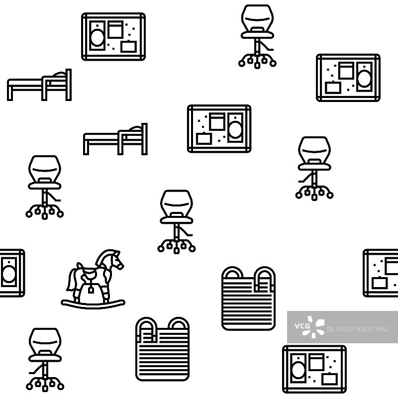 儿童卧室房间内饰无缝图案图片素材