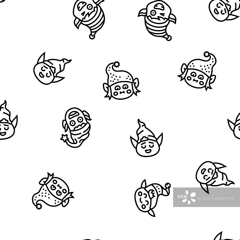 可爱的圣诞精灵角色无缝图案图片素材